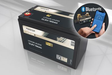 Forster 12,8V Lithium 100Ah LiFePO4 Premium Batterie | 200A-BMS-2.0 | 500A Bluetoo...