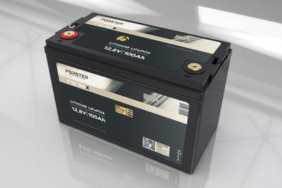 Forster 12,8V Lithium 100Ah LiFePO4 Premium Batterie | 200A-BMS-2.0 | 1280Wh | IP67