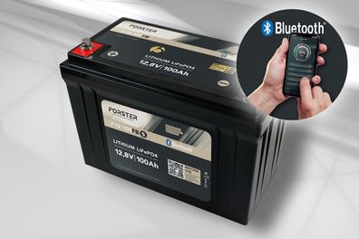 Forster 12,8V Lithium 100Ah LiFePO4 Standard Batterie | 100A-BMS | Smart Bluetooth...
