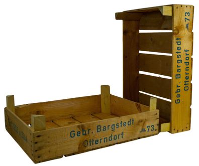 2er Set Helle Kirschsteige 54x42x16cm Holzsteige Holzkiste Vintage Obstschale