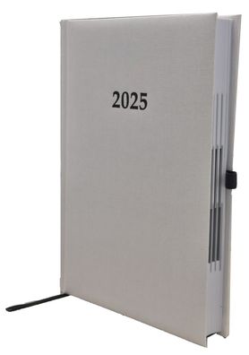 2025 ADINA Buchkalender Chefplaner A5 silber-metallic 1 Tag 1 Seite auch sonntags