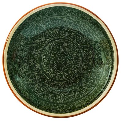 Usbekische Rischtan Lagan Ø34 cm Oriental Ljagan Deko Keramik Schale Plate Glasur ...