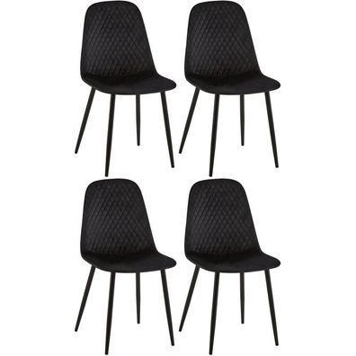 4er Set Stühle Giverny Samt (Farbe: schwarz)