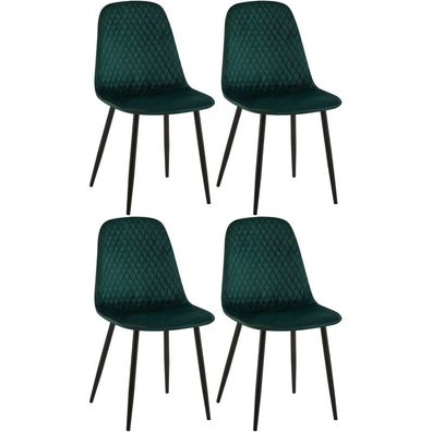 4er Set Stühle Giverny Samt (Farbe: grün)