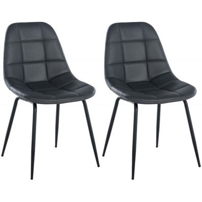 2er Set Stuhl Tom Kunstleder (Farbe: grau)