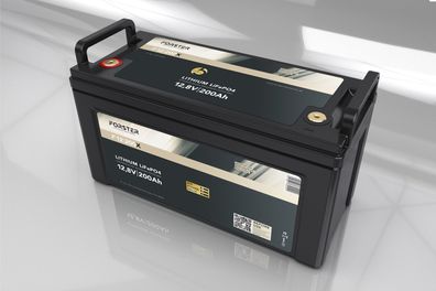 Forster 12,8V Lithium 200Ah LiFePO4 Premium Batterie | 200A-BMS-2.0 | 2560Wh | IP67