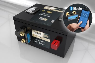 Forster 12,8V Lithium 500Ah LiFePO4 Premium Batterie | 300A-BMS-2.0 | 500A Bluetoo...