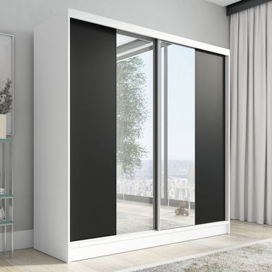 Schwebetürenschrank DUO, 2-türig Schrank 200 cm mit Spiegel
