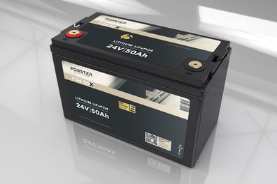 Forster 25,6V Lithium 50Ah LiFePO4 Premium Batterie | 200A-BMS-2.0 | 1280Wh | IP67