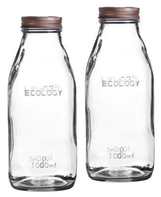 Milchflasche / Glasflasche Ecology - 1L - 2er Set