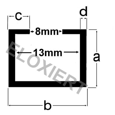 5,98€/ m) 4er Set Alu C-Profil 11x17x4,5x2mm f M8 Schraube / Mutter Aluminium 1m