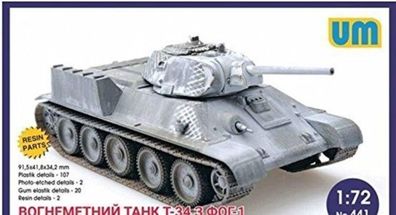 Unimodels 1:72 UM441 T-34 flame-throwing tank with FOG-1