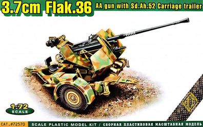 ACE 1:72 ACE72570 Flak.36  3.7cm. AA gun with Sd. Ah.52 carriage trailer