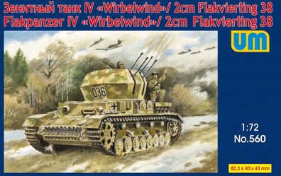 Unimodels 1:72 UM560 Flakpanzer IV Wirbelwind/2cm Flakvierling 38