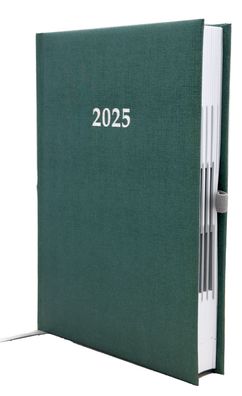 2025 ADINA Buchkalender Chefplaner A5 grün-metallic 1 Tag 1 Seite