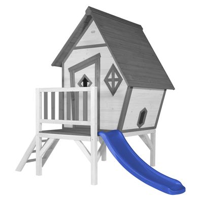 AXI Spielhaus Cabin XL in Weiß mit Rutsche in Blau .