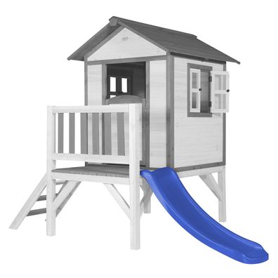 AXI Spielhaus Beach Lodge XL in Weiß mit Rutsche in Blau .