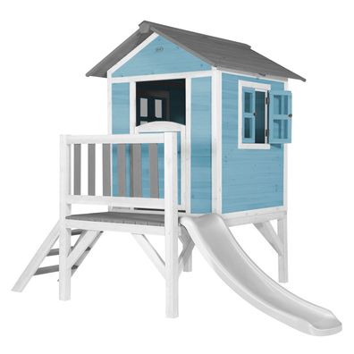 AXI Spielhaus Beach Lodge XL in Blau mit Rutsche in Weiß .