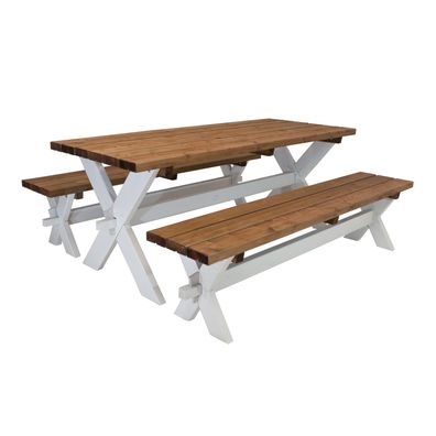 AXI Celine Picknicktisch aus Holz in Braun & Weiß für 6 Personen .