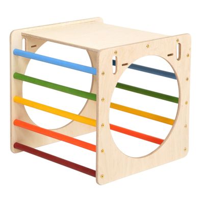 KateHaa Activity Cube / Holzwürfel aus Holz Regenbogenfarben .