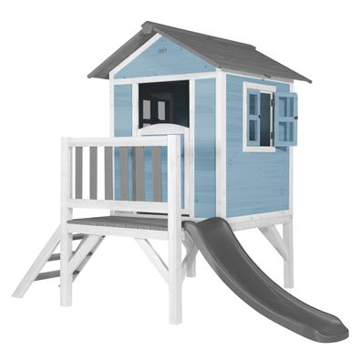 AXI Spielhaus Beach Lodge XL in Blau mit Rutsche in Grau .