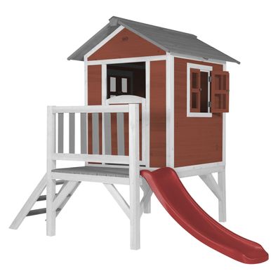 AXI Spielhaus Beach Lodge XL in Rot mit Rutsche in Rot .