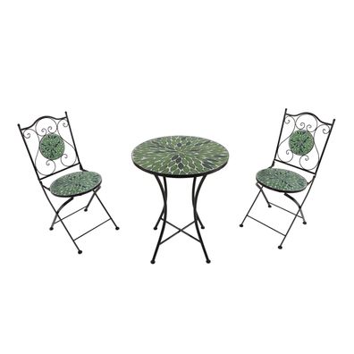 AXI Amélie Bistroset 3-teilig mit Mosaik Design in Blätter Grün .