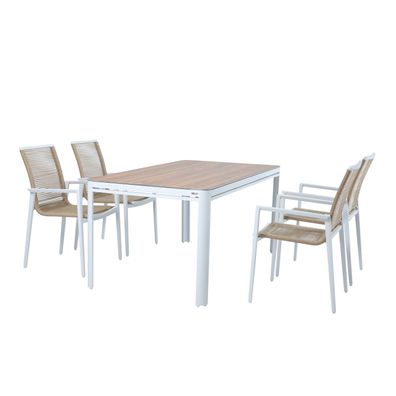 AXI Zora Gartenset mit 4 Stühlen in Weiß / Braun für 4 Personen .