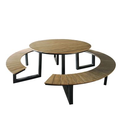 AXI Taco runder Picknicktisch in Teak Holz Look & Anthrazit für 6 Personen .