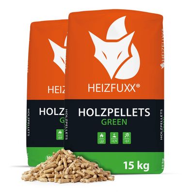 Heizfuxx Holzpellets Green 15kg x 2 Sack 30kg