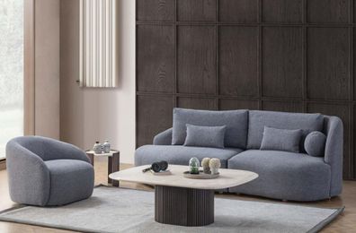 Komplette Wohnzimmer Sitzgarnitur Designer Dreisitzer Sofa Sessel 2tlg