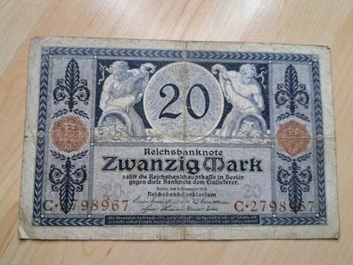 20 Reichsmark Reichsbanknote Deutsches Reich 1915
