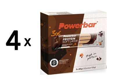 4 x Powerbar Protein Soft Layer Bar Multipack 10x(3x40g) Chocolate Toffee Brownie