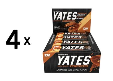 4 x Dorian Yates Nutrition YATES Whey Protein Bar (12x60g) Brownie Caramel
