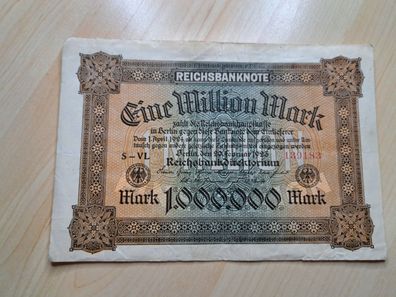 1 Million Reichsmark grosse Reichsbanknote Berlin German Empire Hyperinflation 1923