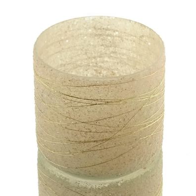 GASPER Teelicht-Glas LIVIA Beige - Rosa zylindrisch Ø 8 cm