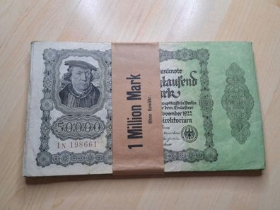 Bündel 1Million Reichsmark Reichsbanknote mit Banderole Hyperinflation 1923