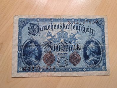 5 Mark Darlehenskassenschein 1914 deutsches Reich