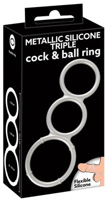 Metallic Silicone Triple Cock/ Ball ring Penisring/ Hodenring Cockring