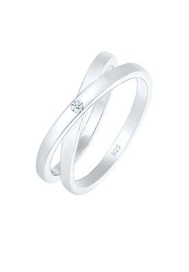 Diamore Ring Damen Wickelring Cross Diamant (0.02 ct.) aus 925 Sterling Silber