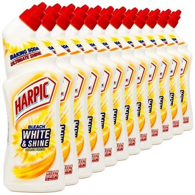 12x HARPIC White & Shine Bleach Citrus WC-Reiniger 750ml