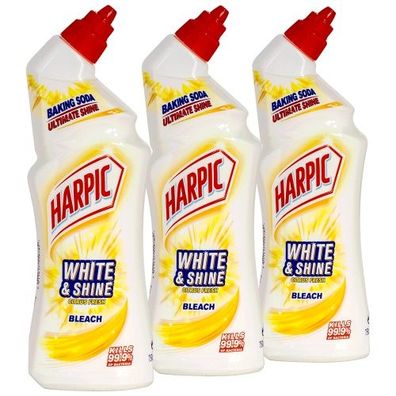 3x HARPIC White & Shine Bleach Citrus WC-Reiniger 750ml