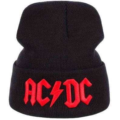AC/ DC Schwarze 3D Logo Mütze - ACDC Hard Rock Beanies Mützen Caps Hats Hüte