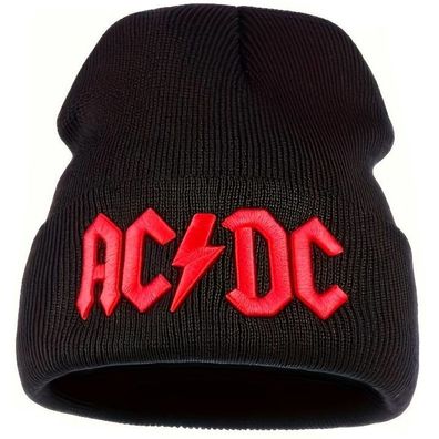 AC/ DC Schwarze 3D Logo Mütze - ACDC Hard Rock Musik Beanies Mützen Caps Hats Hüte