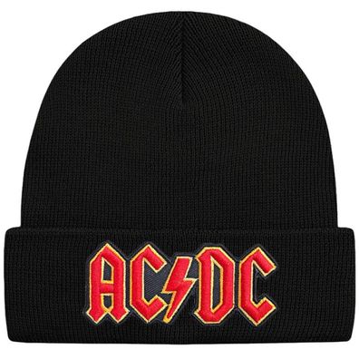 AC/ DC Schwarze 3D Patch Logo Mütze - ACDC Hard Rock Musik Beanies Mützen Caps Hats