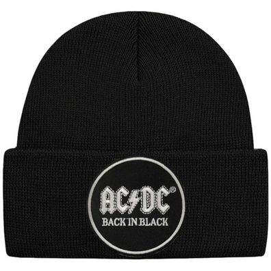 AC/ DC Schwarze Back in Black Patch Mütze - ACDC Hard Rock Beanies Mützen Caps Hats