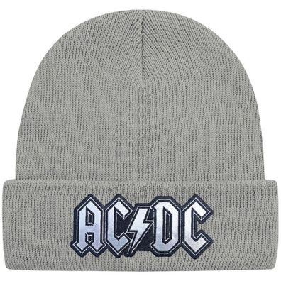 AC/ DC Graue Silber Metallic Logo Mütze - ACDC Hard Rock Beanies Mützen Caps Hats