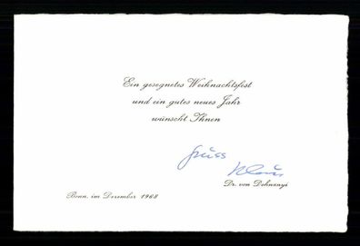 Klaus von Dohnanyi Weihnachtskarte 1968 Original Signiert # G 40252