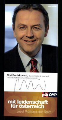 Niki Berlakovich ÖVP Autogrammkarte Original Signiert # G 40298