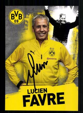 Lucien Favre Autogrammkarte Borussia Dortmund 2018-19 Original Signiert
